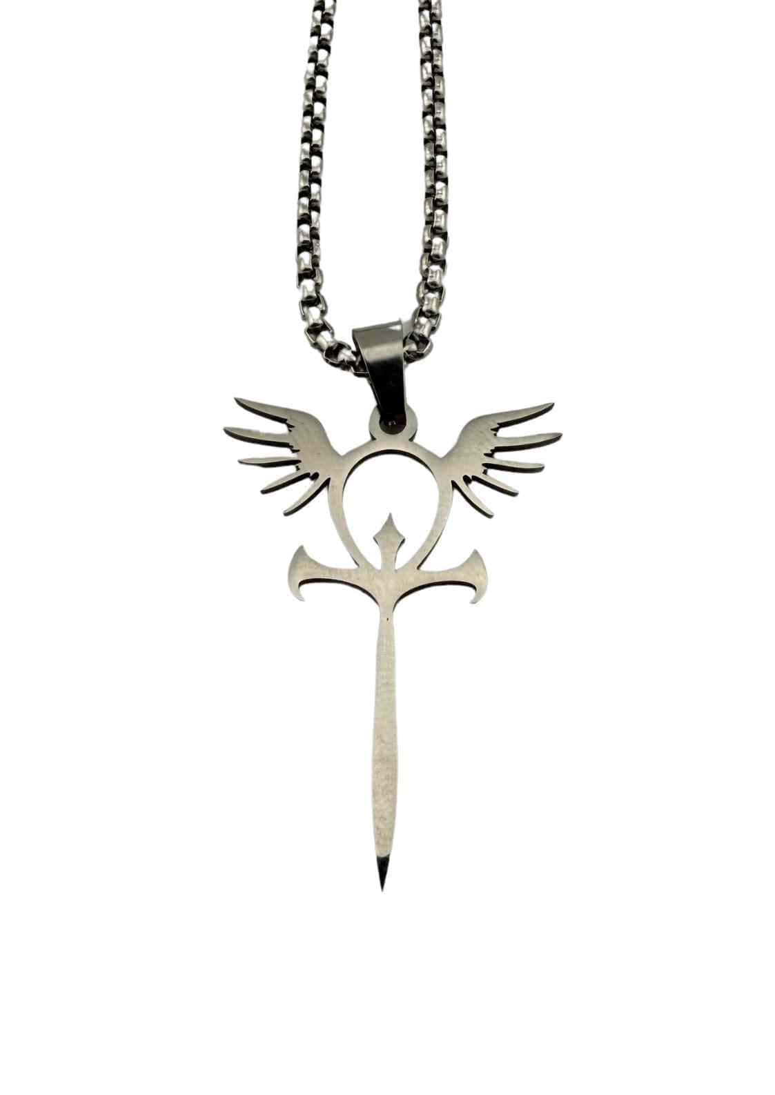Silberne ankh angel halskette mit flügelanhänger aus silber für stilvolles schmuckstück