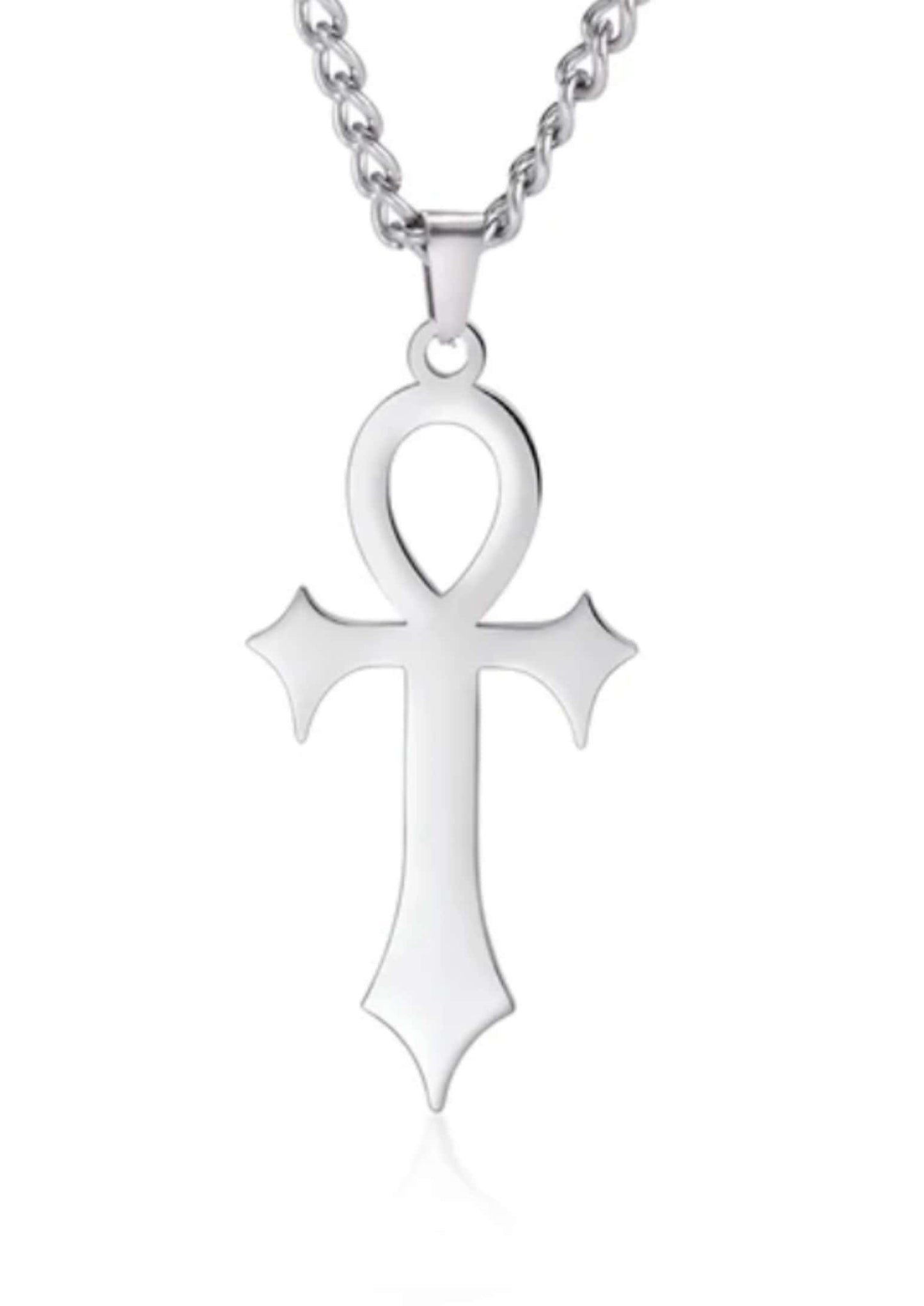 Silberne ankh halskette edelstahl mit polierter oberfläche und verdrehter kette fürlen breite