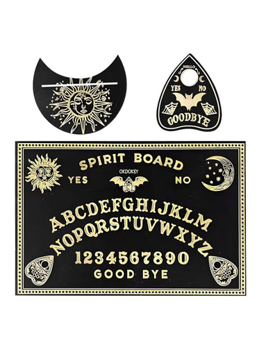 Bat moon spirit brett mit tiefschwarzem design und goldenen symbols mond ouija brett mit buchstabenlayout