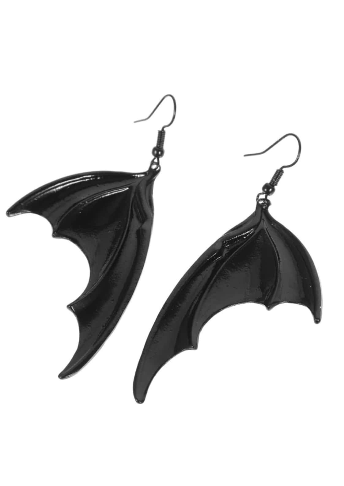 Schwarze ohrringe mit bat wings black design, glänzendem finish und hakenverschluss