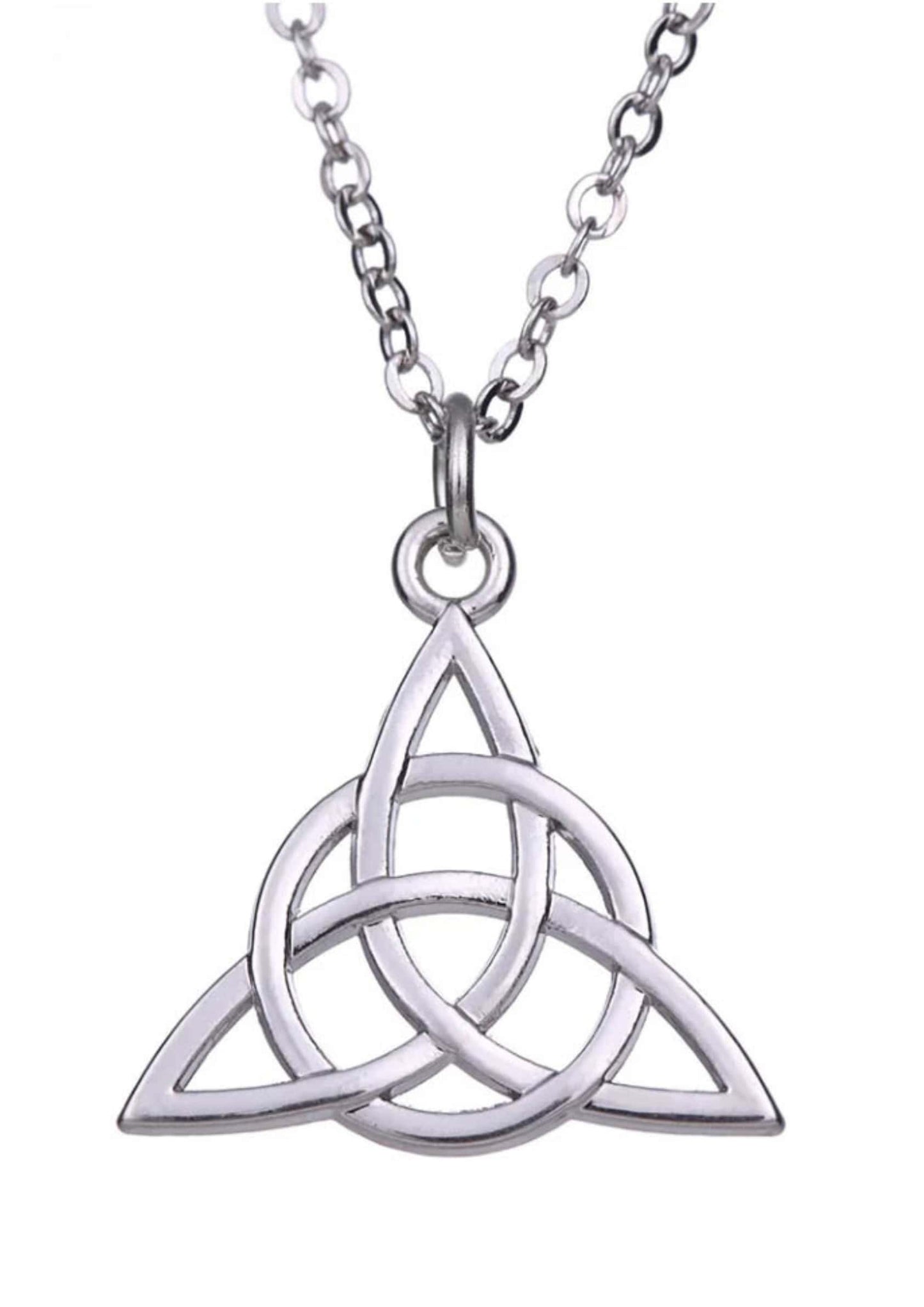 Silberner keltischer triquetra anhänger mit passender kette im gothic stil celtic knot halskette
