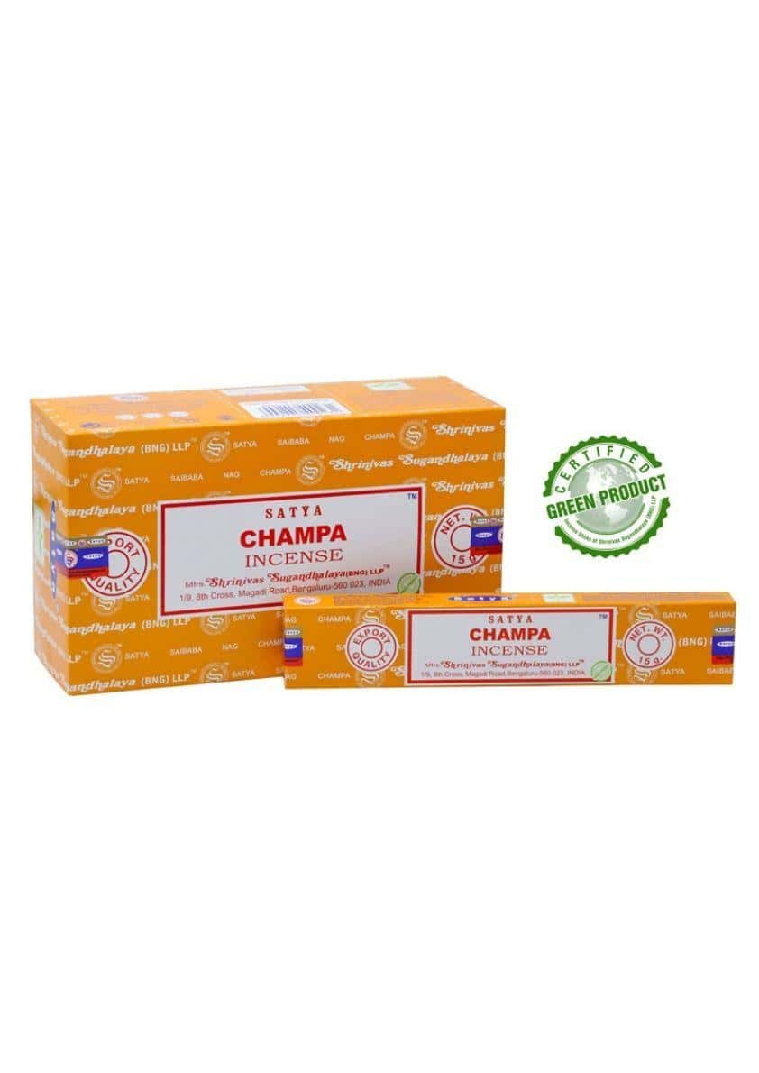 Orange karton mit satya chamapa räucherstäbchen geeignet für gothic und dark fashion ambiente