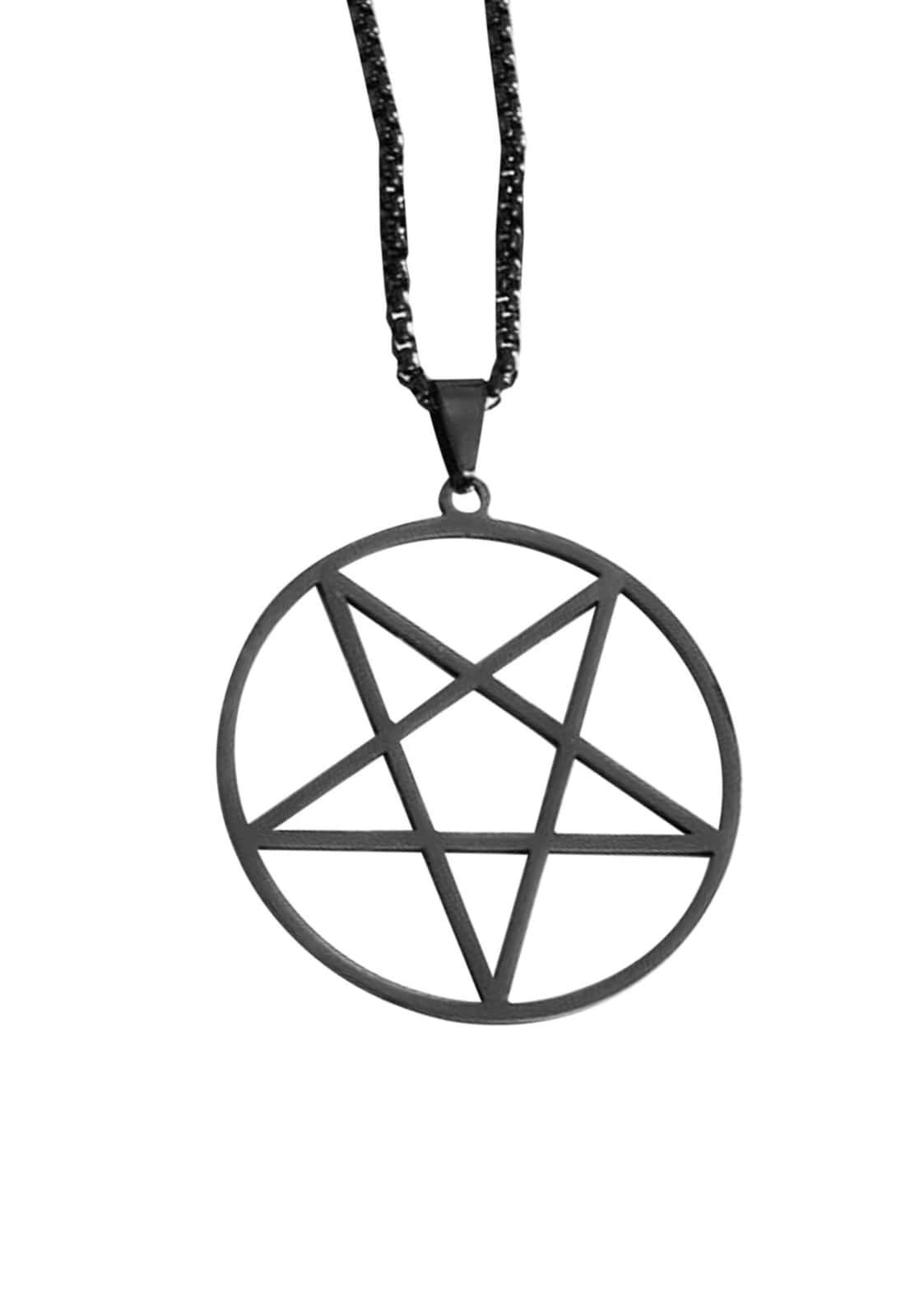 Klassische pentagramm schwarz halskette mit schwarzem pentagramm anhänger und passender kette