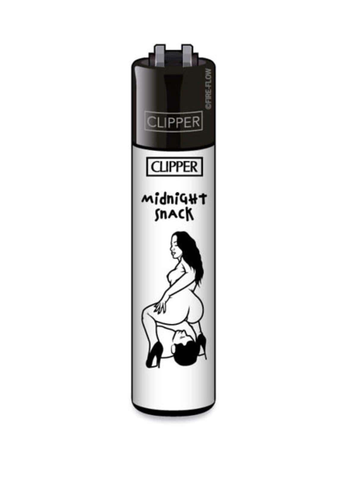 Silbernes und schwarzes nachfüllbares clipper feuerzeug midnight snack mit bdsm design und linienzeichnung zweier figuren