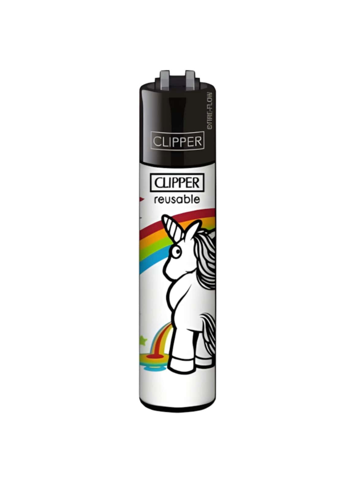 Weißer nachfüllbares clipper feuerzeug pissed unicorn mit schwarzem ober- und unterteil langlebige clipper-qualität