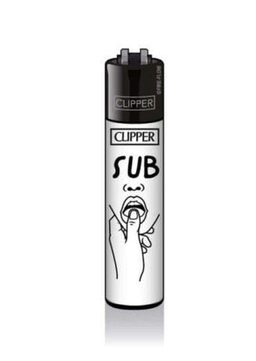 Ein originales clipper feuerzeug sub in schwarz-weiß mit minimalistischer grafik und nachfüllbarer funktion