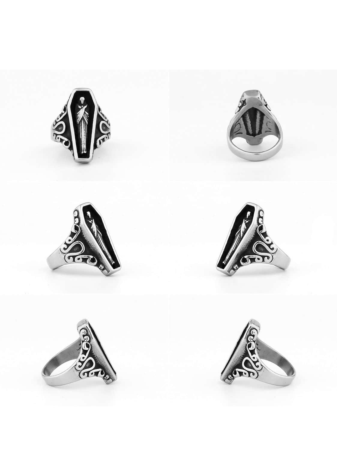 Silberner gothik edelstahlring coffin mit schwarzem cameo und skelettmotiv china fürlen