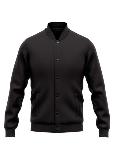 Schwarze college jacke mit frontknopfverschluss und schrägen taschen für gothic und horror styles bitte