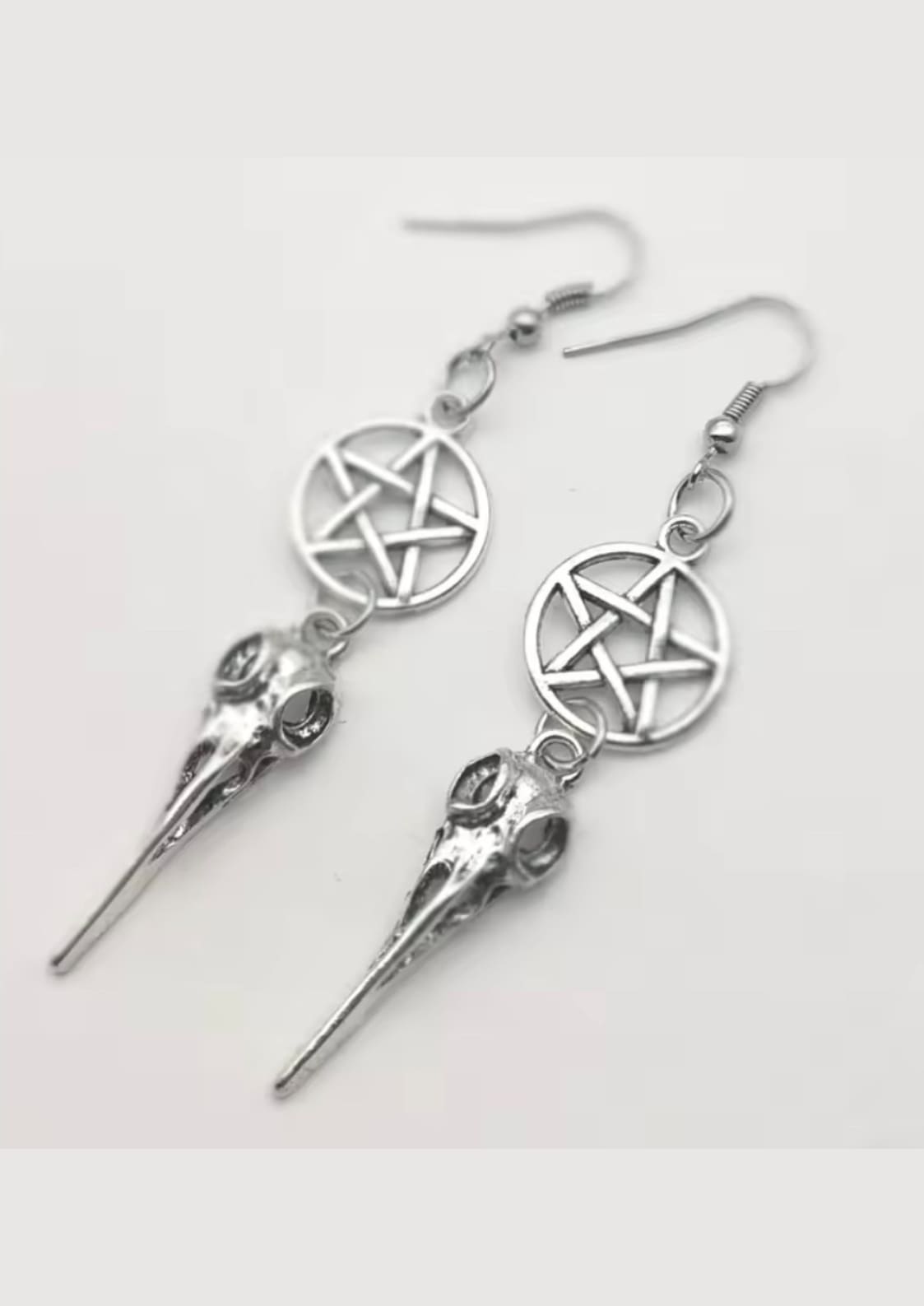 CROW PENTAGRAM - OHRRINGE - JEWLERY