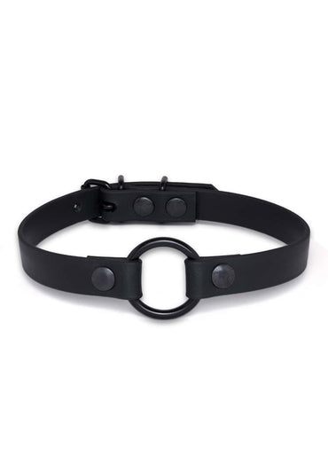 Schwarzer Easure O-Ring Choker aus BioThane mit schwarzem O-Ring