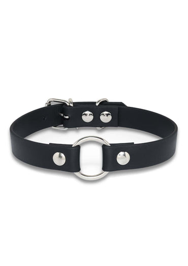 Schwarzer Easure O-Ring Choker aus BioThane mit silbernem O-Ring