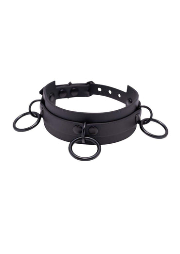 Easure trible slave black handgefertigte choker aus langlebigem material mit mehreren metallringen und kippverschluss