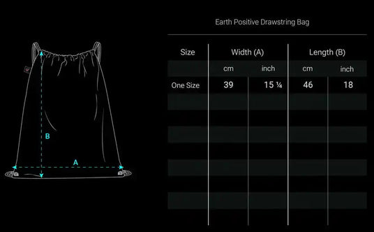 Erdpositiver Beutel mit Kordelzug, eine Größe, 39 cm breit und 46 cm lang.