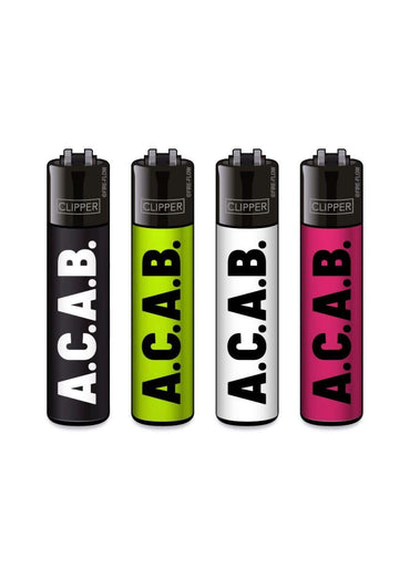 Vier a.c.a.b. in einem ffx a.c.a.b. clipper feuerzeug set in schwarz für gothic und horror kleidung fans