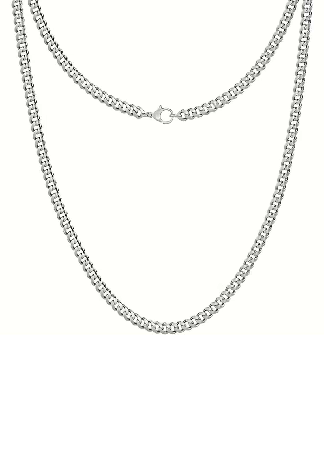 Silberne gliederkette 3mm x 60cm aus edelstahl mit boxlink design und karabinerverschluss ohne anhänger