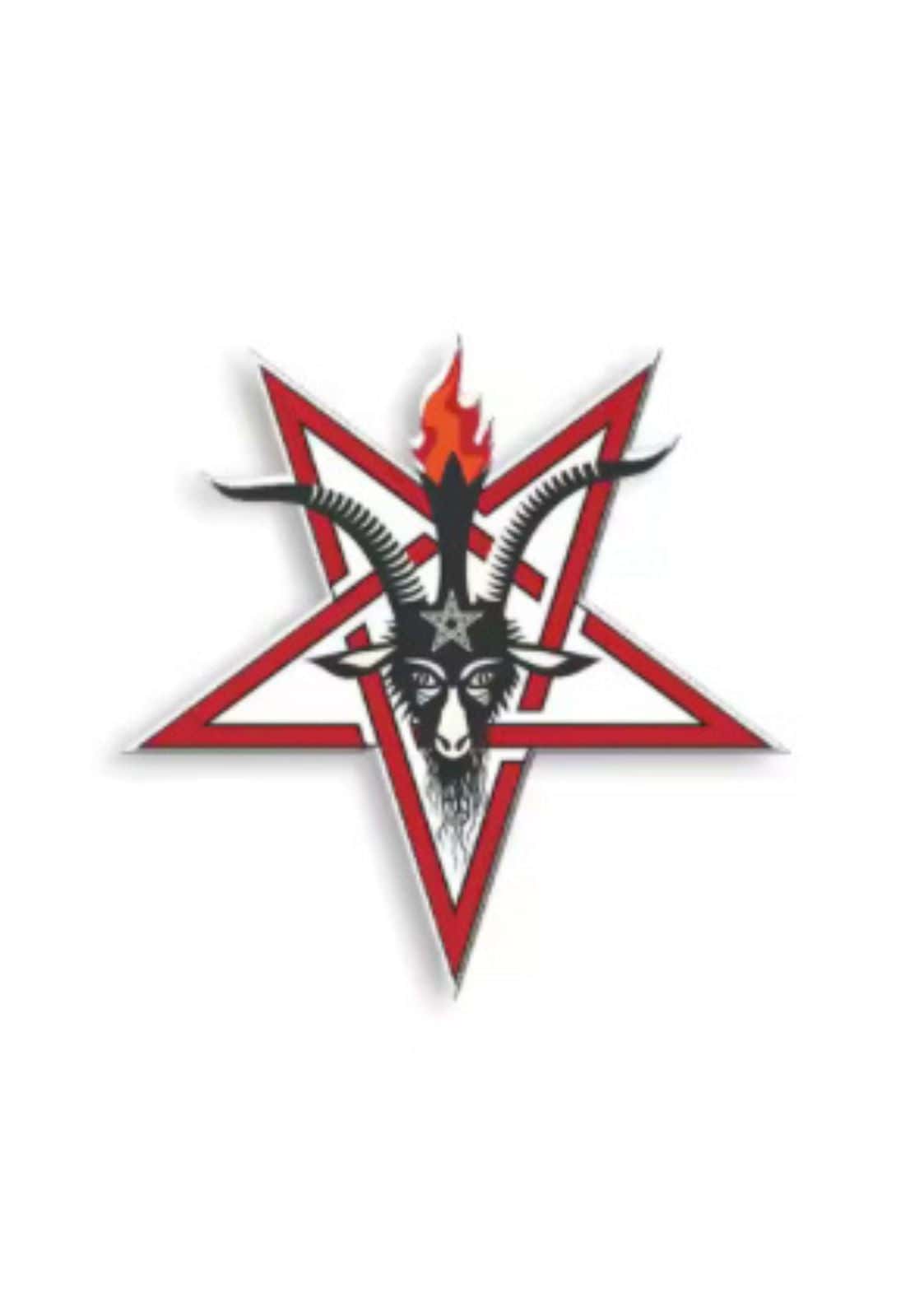 Goat pentagram pin mit rotem pentagramm und baphomet sigil im gothic horror stil