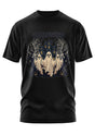Schwarzes T-Shirt mit Gespenstermotiv und Halloween-Text.