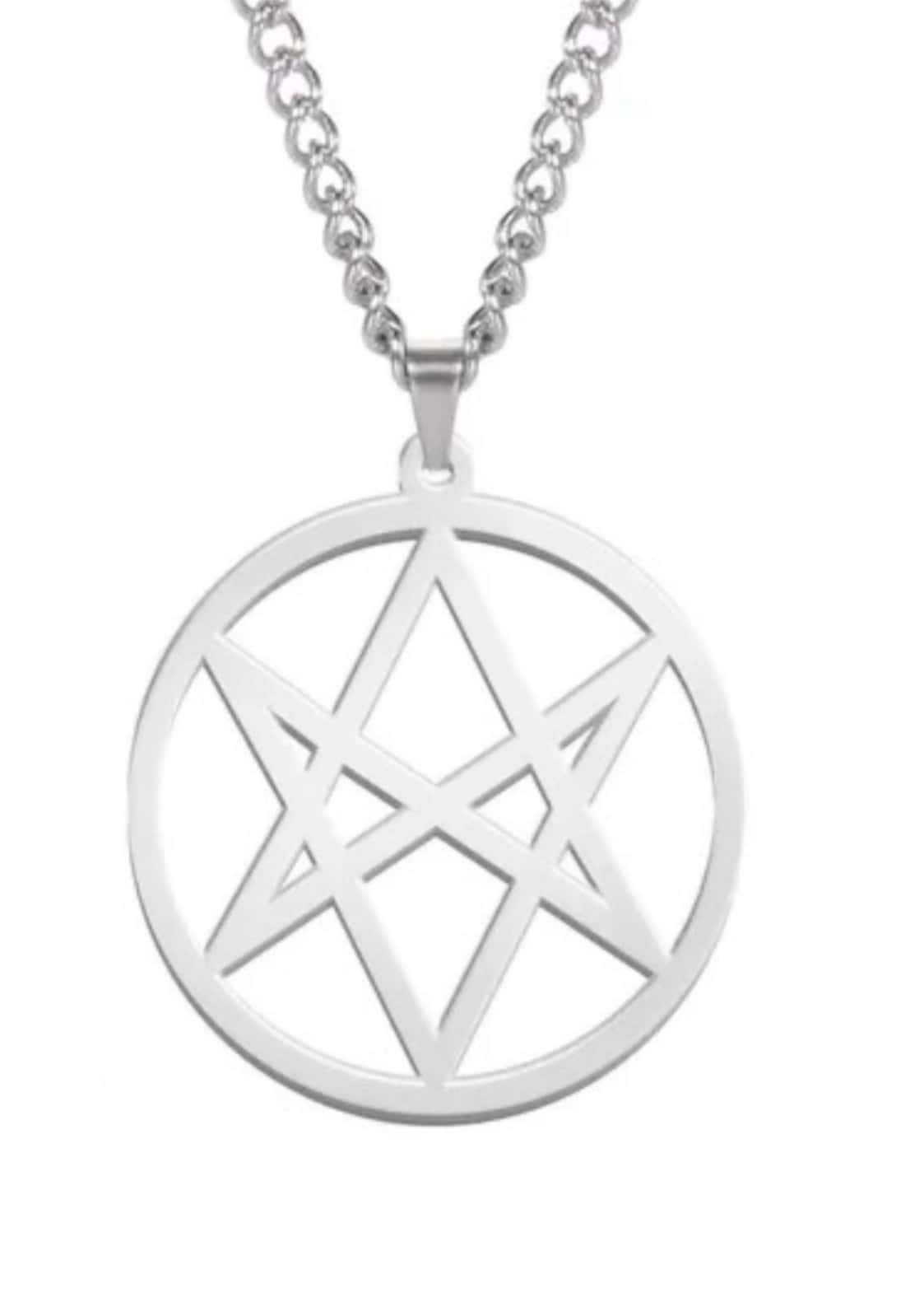 Silberne hexagram halskette edelstahl mit pentagramm anhänger und forlen breite aus herkunftsland deutschland