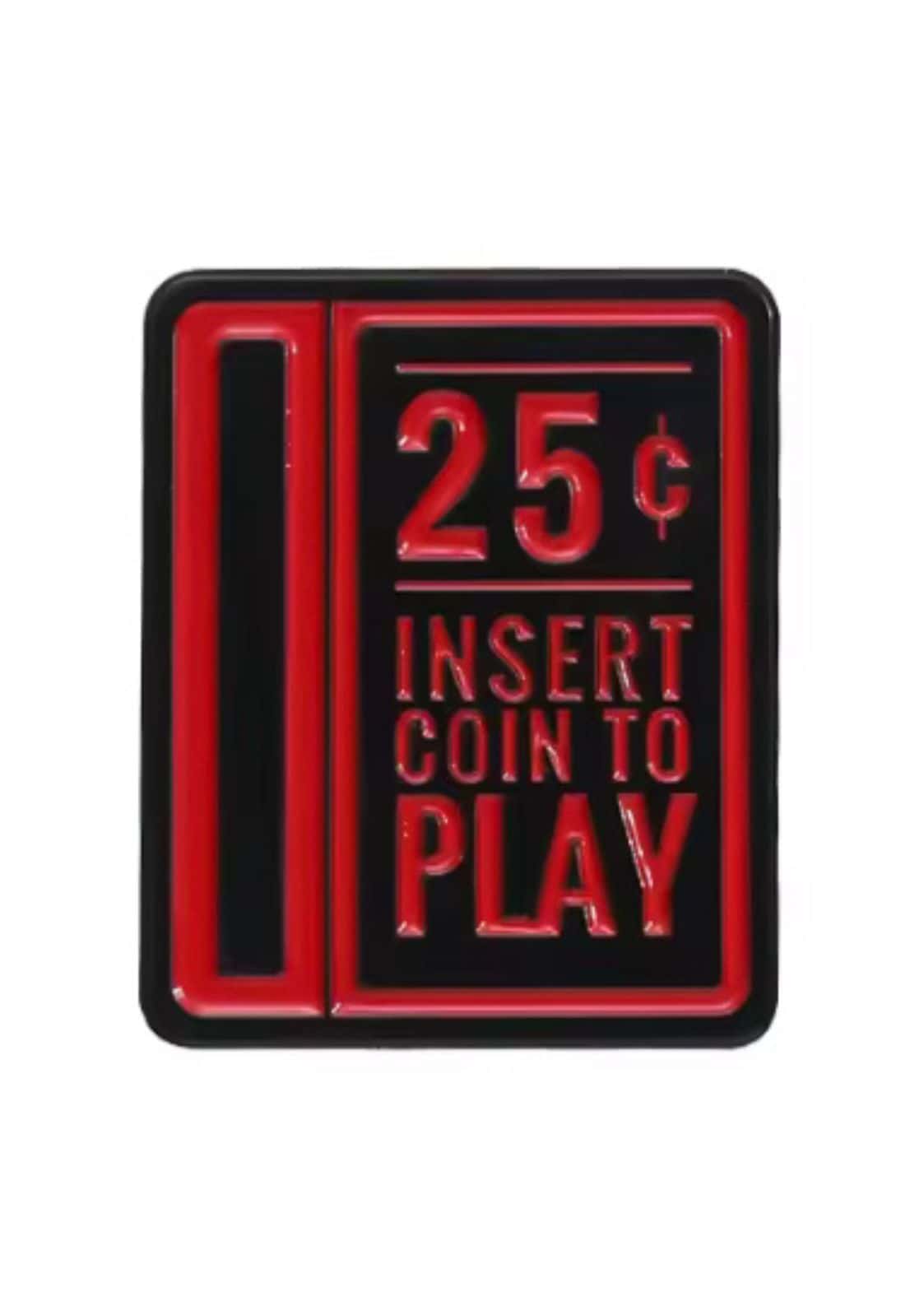 25 cent coin slot machine token dispenser pin in gothic style for insert coin to play use