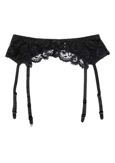 Schwarzer lace strumpfgürtel mit vier verstellbaren trägern und floralen mustern für gothic dark fashion