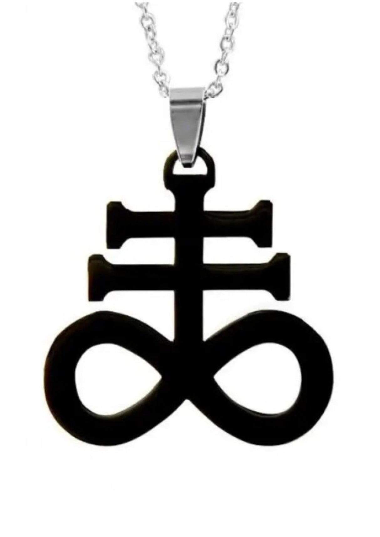 Schwarzes Unendlichkeitssymbol-Anhänger Leviathan Black mit silberner Kette, gothic Metall