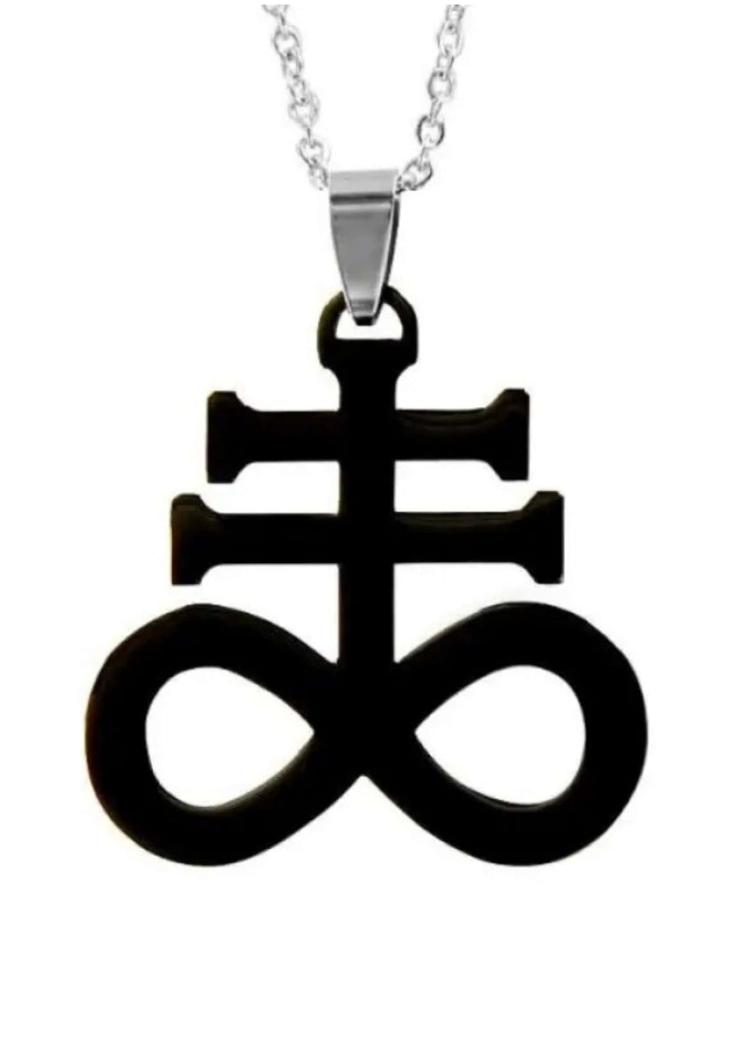 Leviathan black gothic halskette mit schwarzem unendlichkeitsanhänger und silberner kette in horror stil