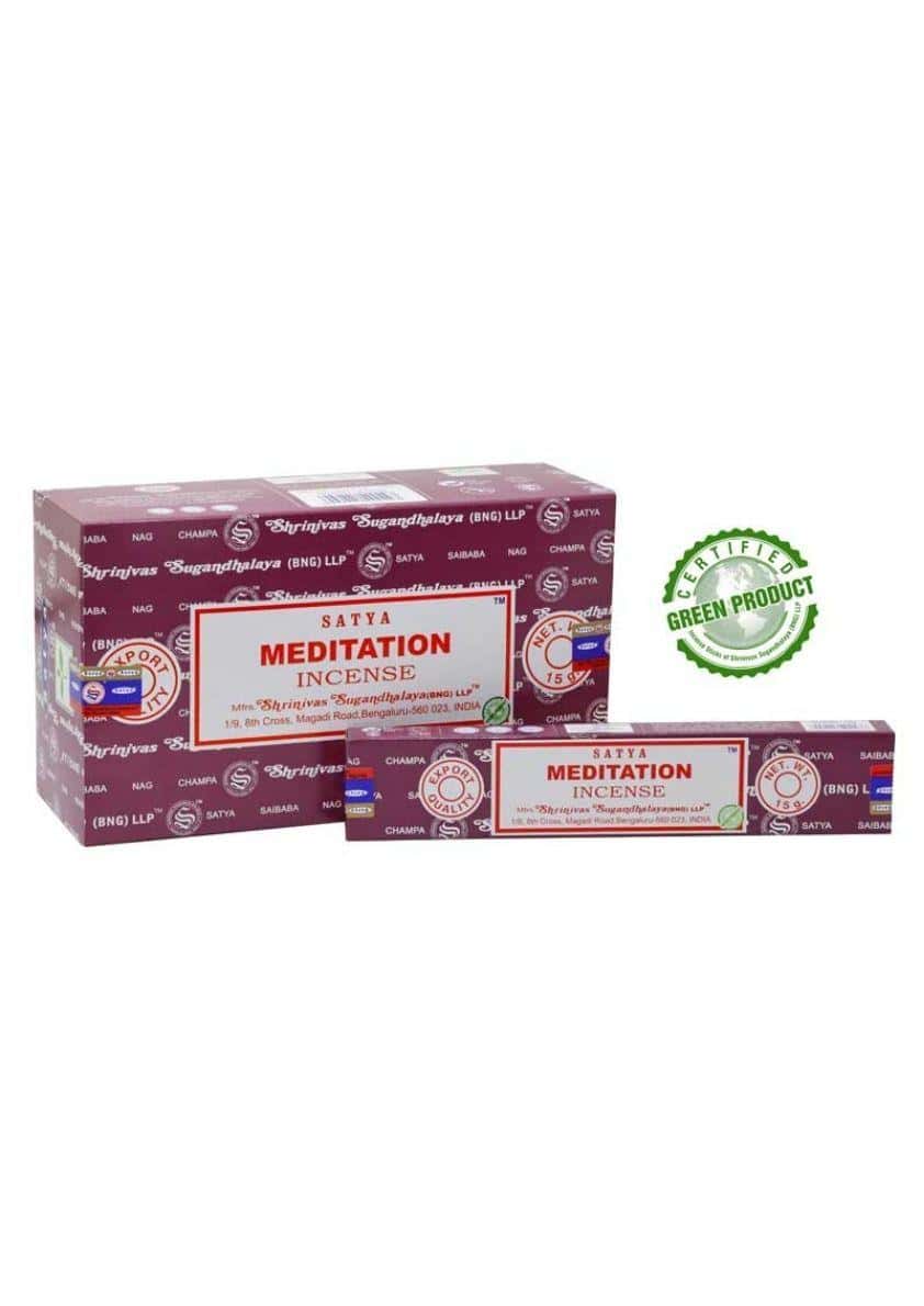 Meditation satya räucherstäbchen im maroon und weißen paket ideal für gothic kleidung und horror ambiente
