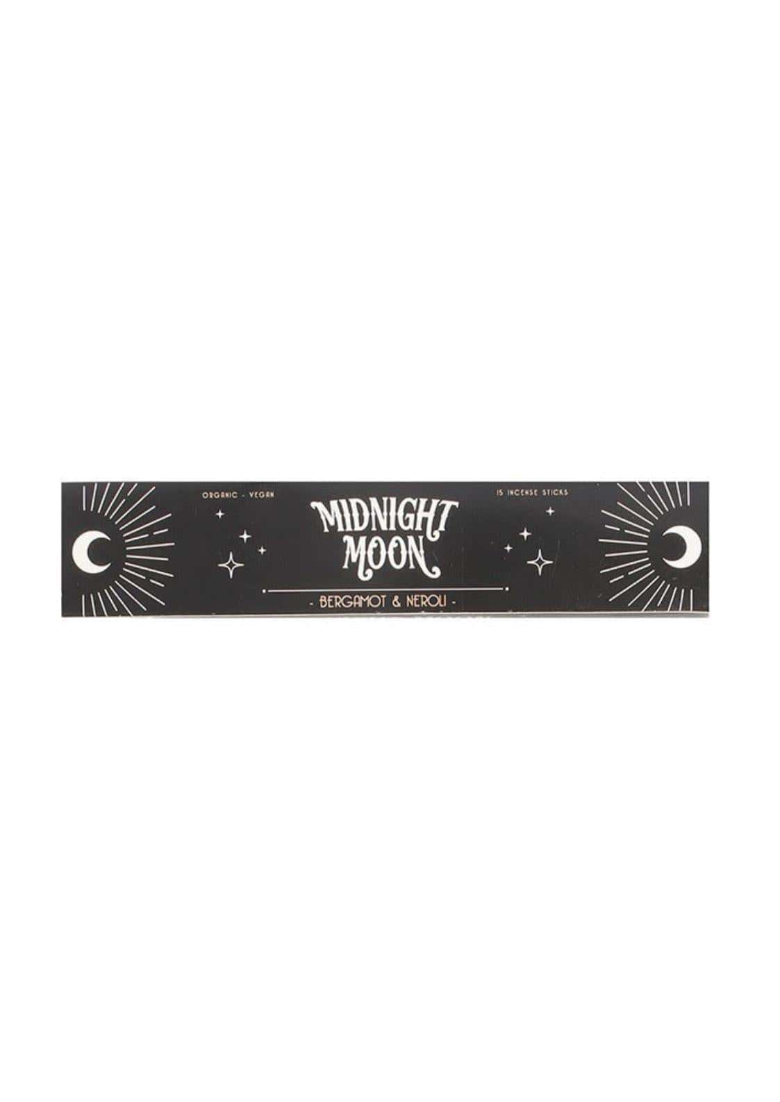 Schwarze rechteckige box midnight moon räucherstäbchen mit weißen, himmlischen mustern für midnight rituals