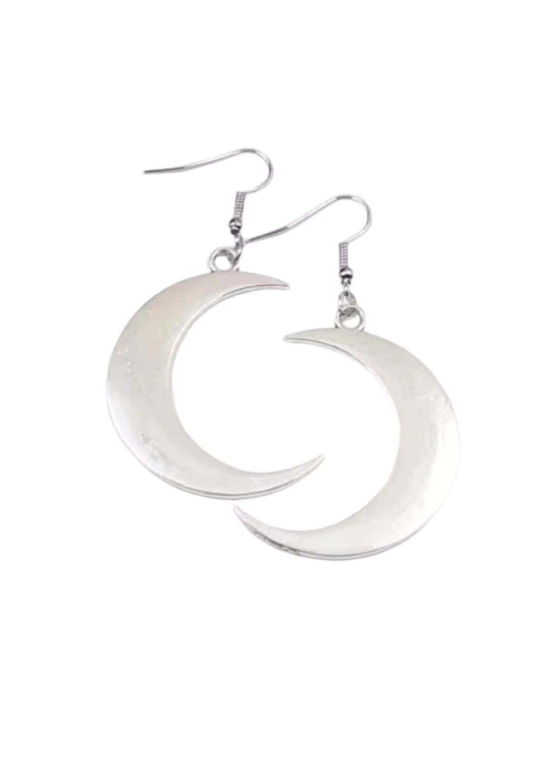 Silberne crescent mond ohrringe moon silver design perfekt für gothic und horror styling