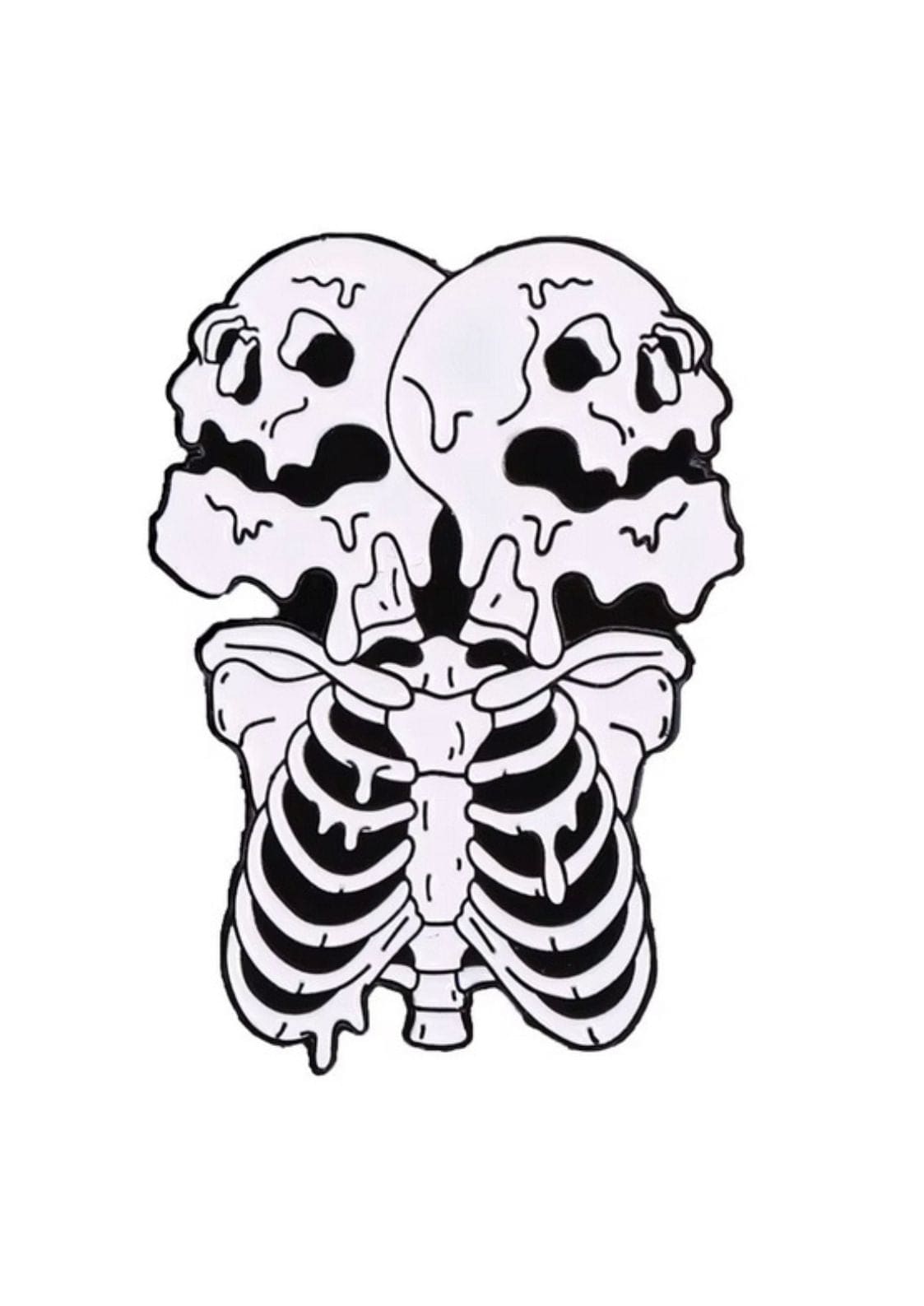 Doppelschädel-Skelett-Anstecker