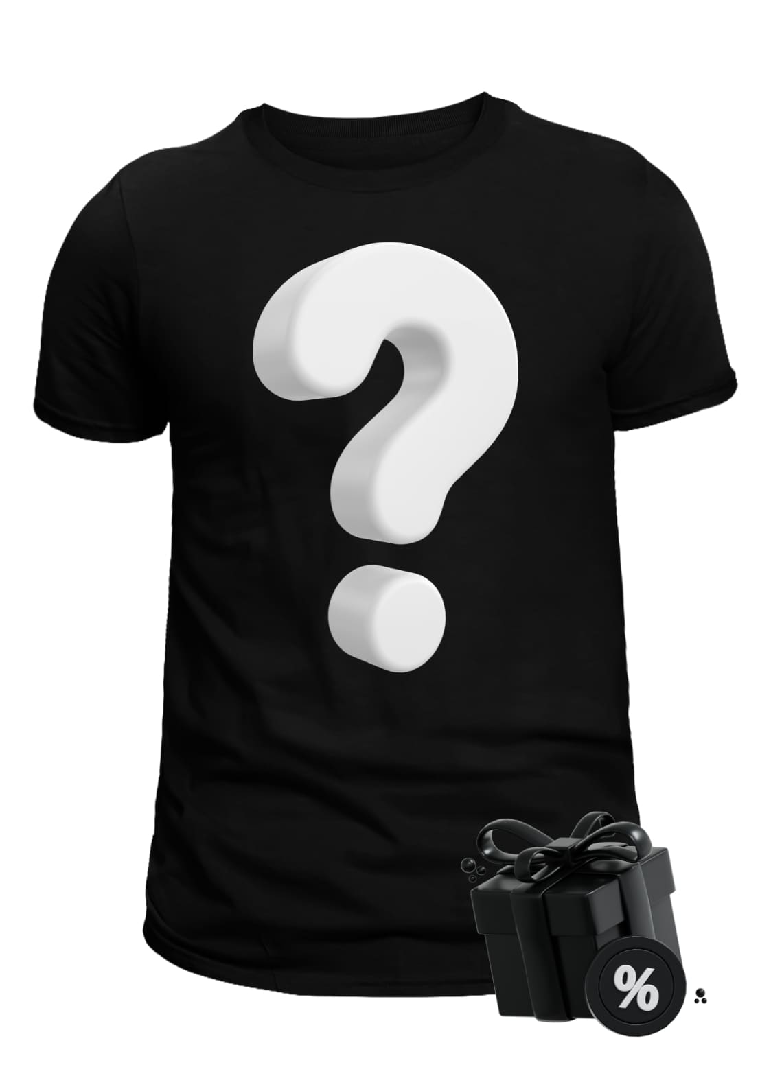Schwarzes T-Shirt MYSTERY mit 3D-weißem Fragezeichen, gothic Metal Design
