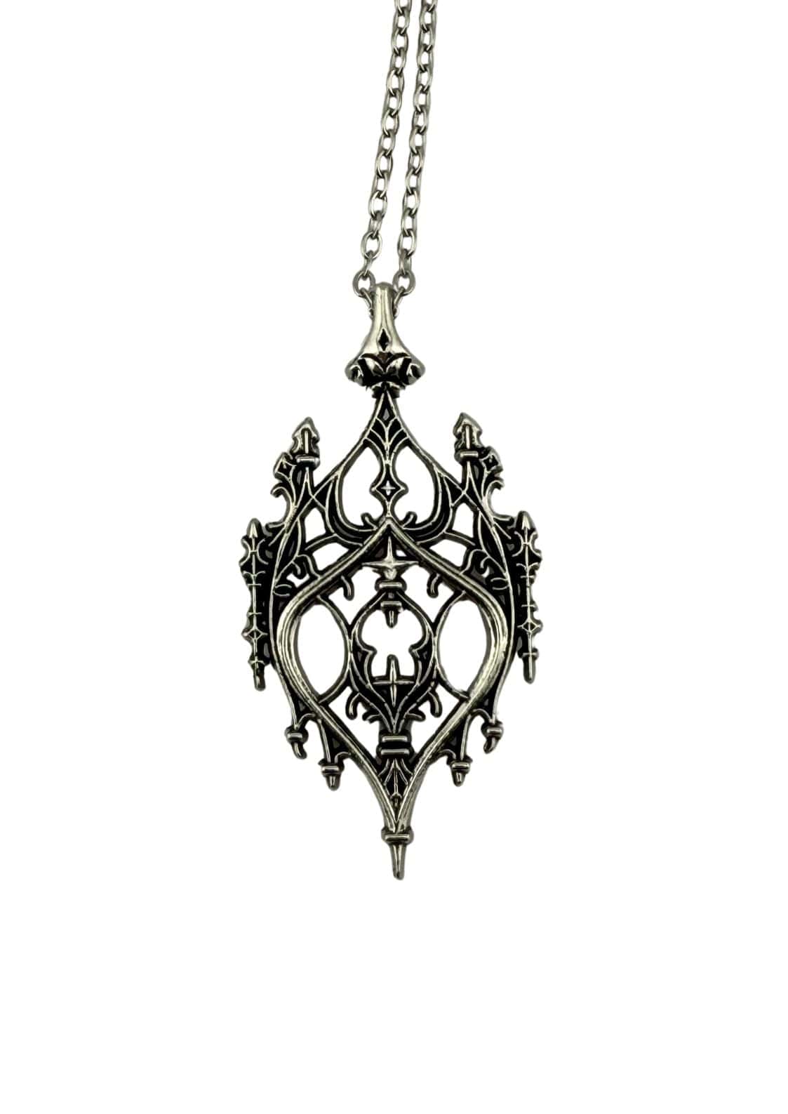 Neo goth silberne gothic halskette mit anhänger für horror stil und alternative mode