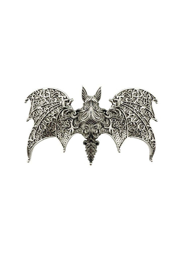 Silberne bat brooch mit gothischem paisley muster im horror stil für night stalker haarklammer
