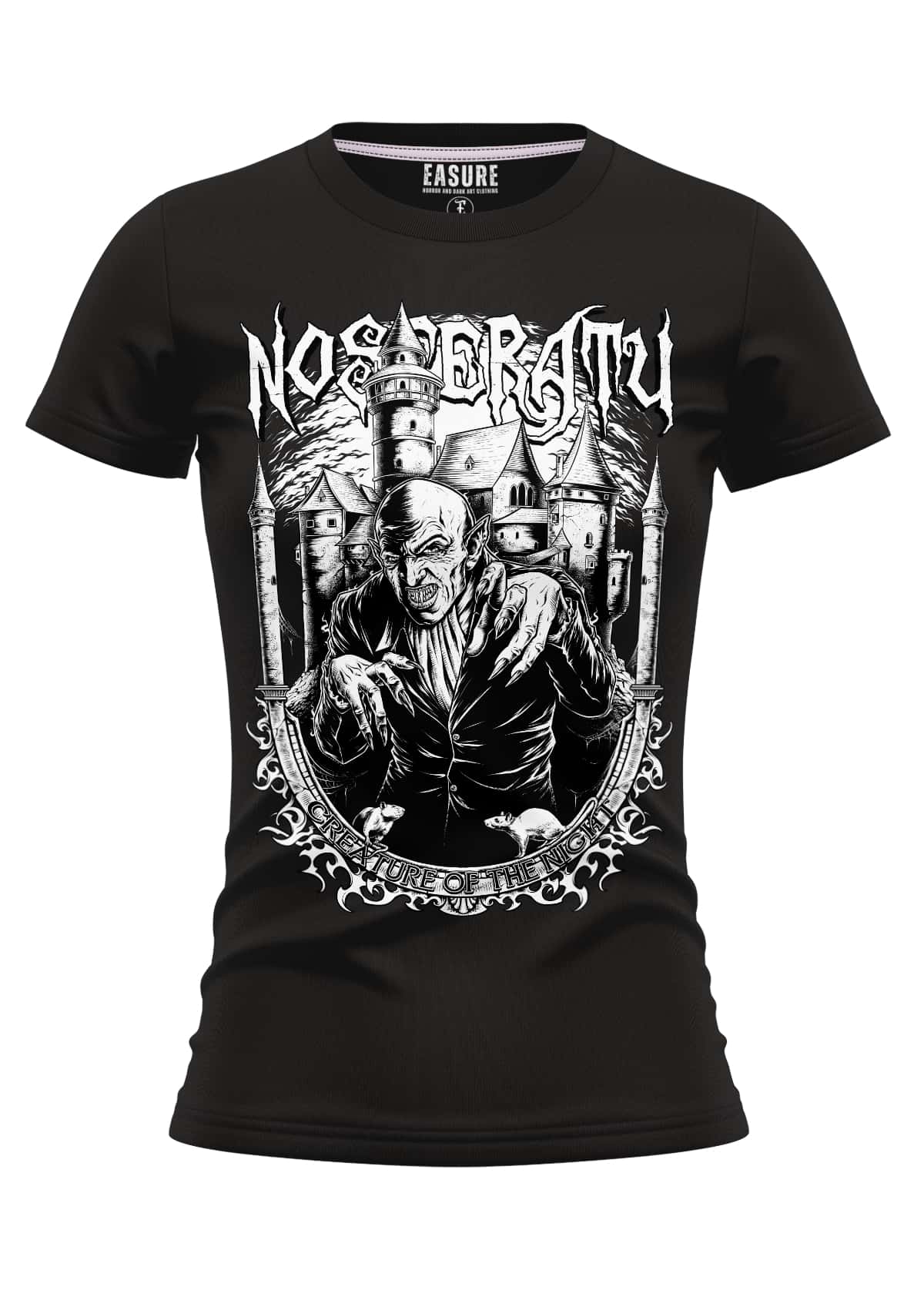 Schwarzes girlie t-shirt mit nosferatu grafik aus strapazierfähigem stoff und weicher qualität
