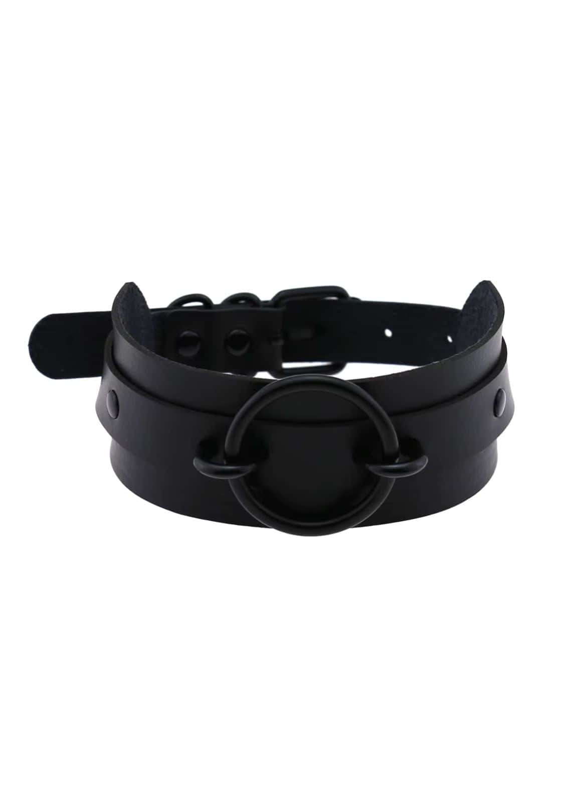 O-Ring Black Choker Gothic Halsband aus Kunstleder | EASURE