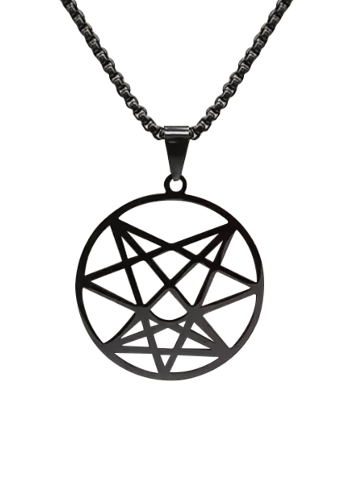 Schwarze Gothic-Metal-Halskette ONASIGIL BLACK mit Pentagramm-Design