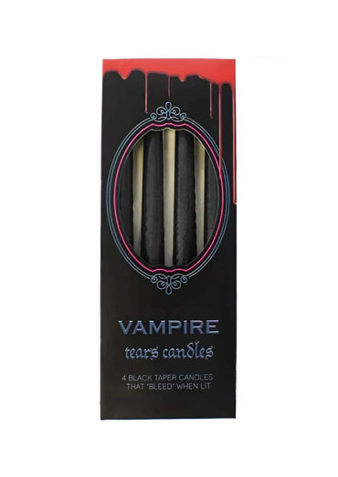 Pack mit 4 vampire tears kerzen schwarzen kerzen in schlanker taper form mit tropfendem rot für gothic dekoration