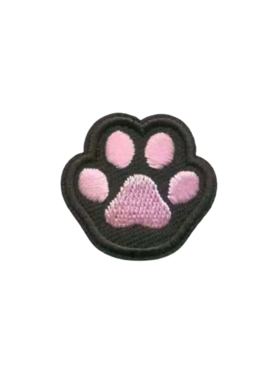 Pink paw small patch mit schwarzem rand und texturierten details, 2 stück small pink bestickte aufnäher