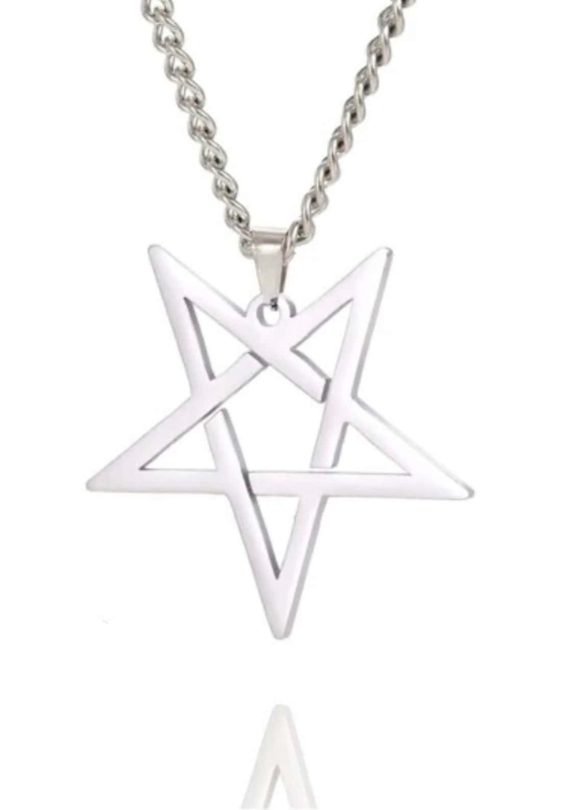 Silberfarbene pentagram halskette aus edelstahl mit passender kette herkunftsland nicht angegeben