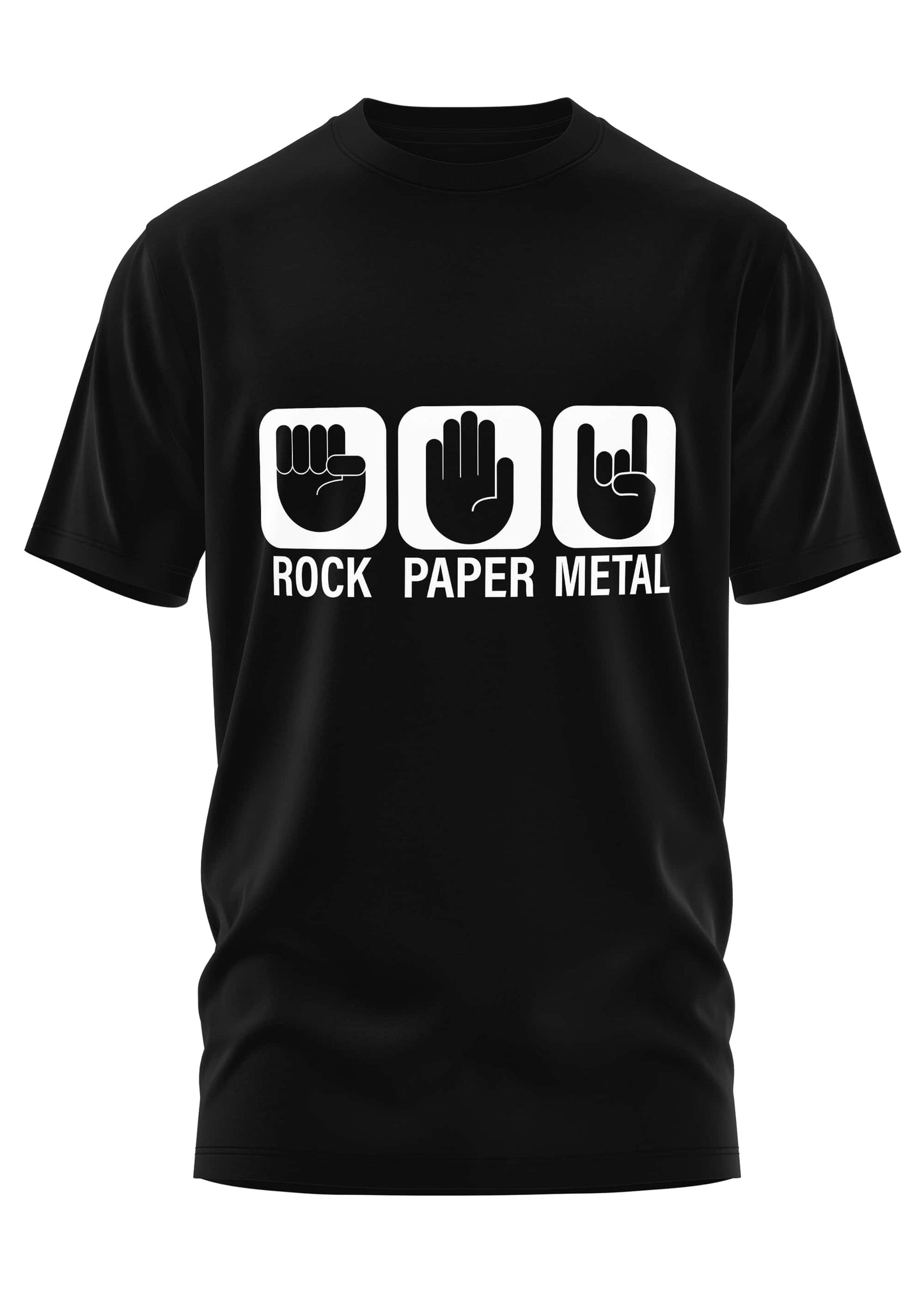 Schweres Unisex T-Shirt Rock Paper Metal aus strapazierfähigem Stoff