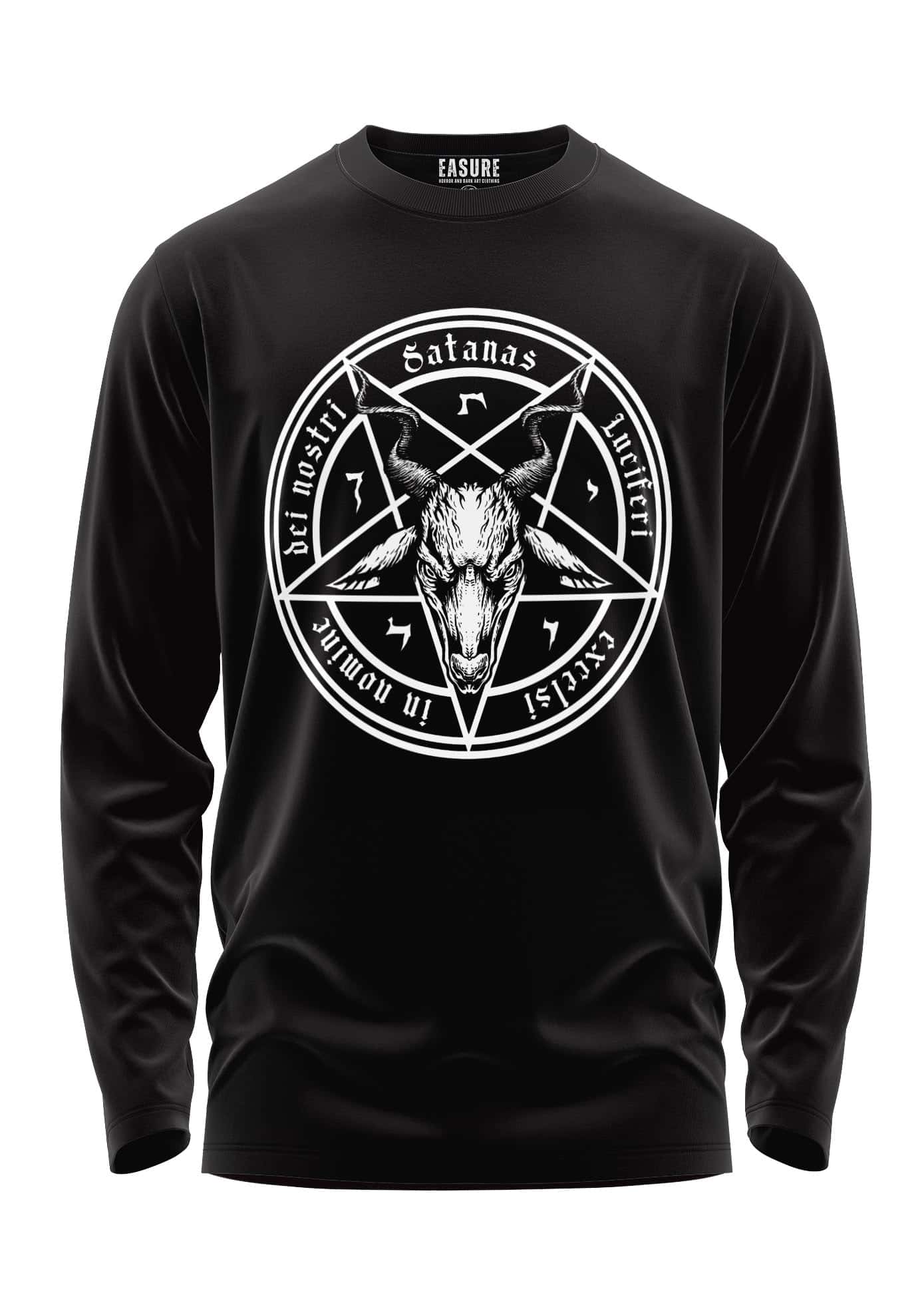 Schwarzes schweres unisex t-shirt mit weißem pentagramm und totenkopf frontprint aus strapazierfähigem stoff