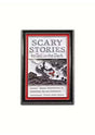 Eine rechteckige Emaille-Anstecknadel, die das Cover von ’Scary Stories to Tell in the Dark’ zeigt, mit einer grotesken Skelettfigur mit roten Akzenten.