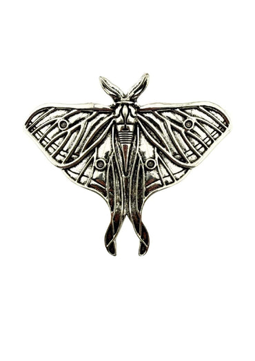 Silberne simply moth haarklammer in form einer motte mit filigranen flügelmustern als gothic haaraccessoire