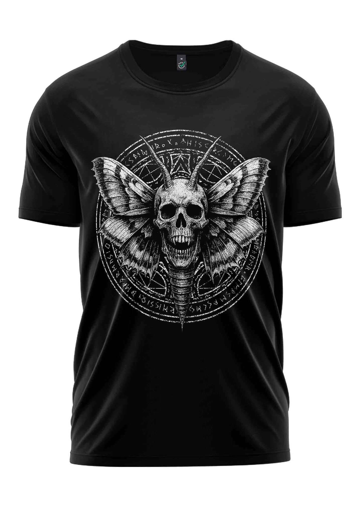 Schwarzes Gothic-Metal T-Shirt Skull Moth mit Totenkopf-Mottenflügeln