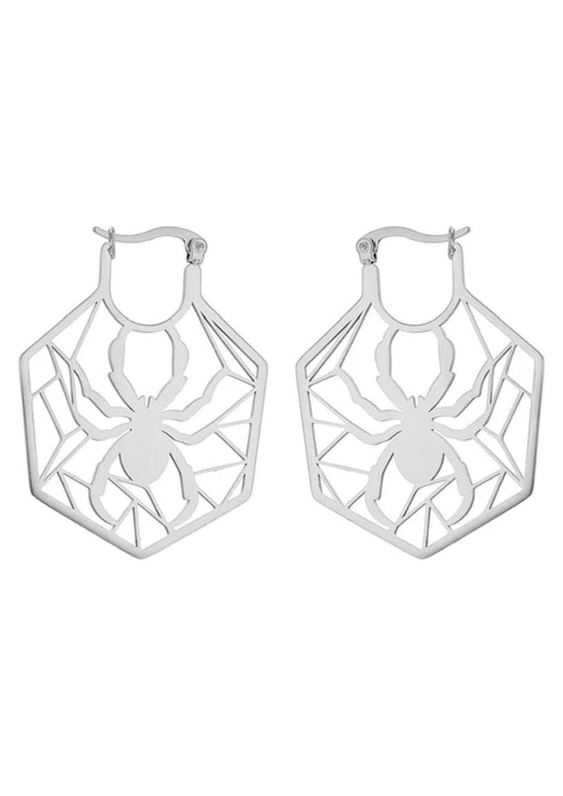 Silberne Spinnennetz-Ohrringe.