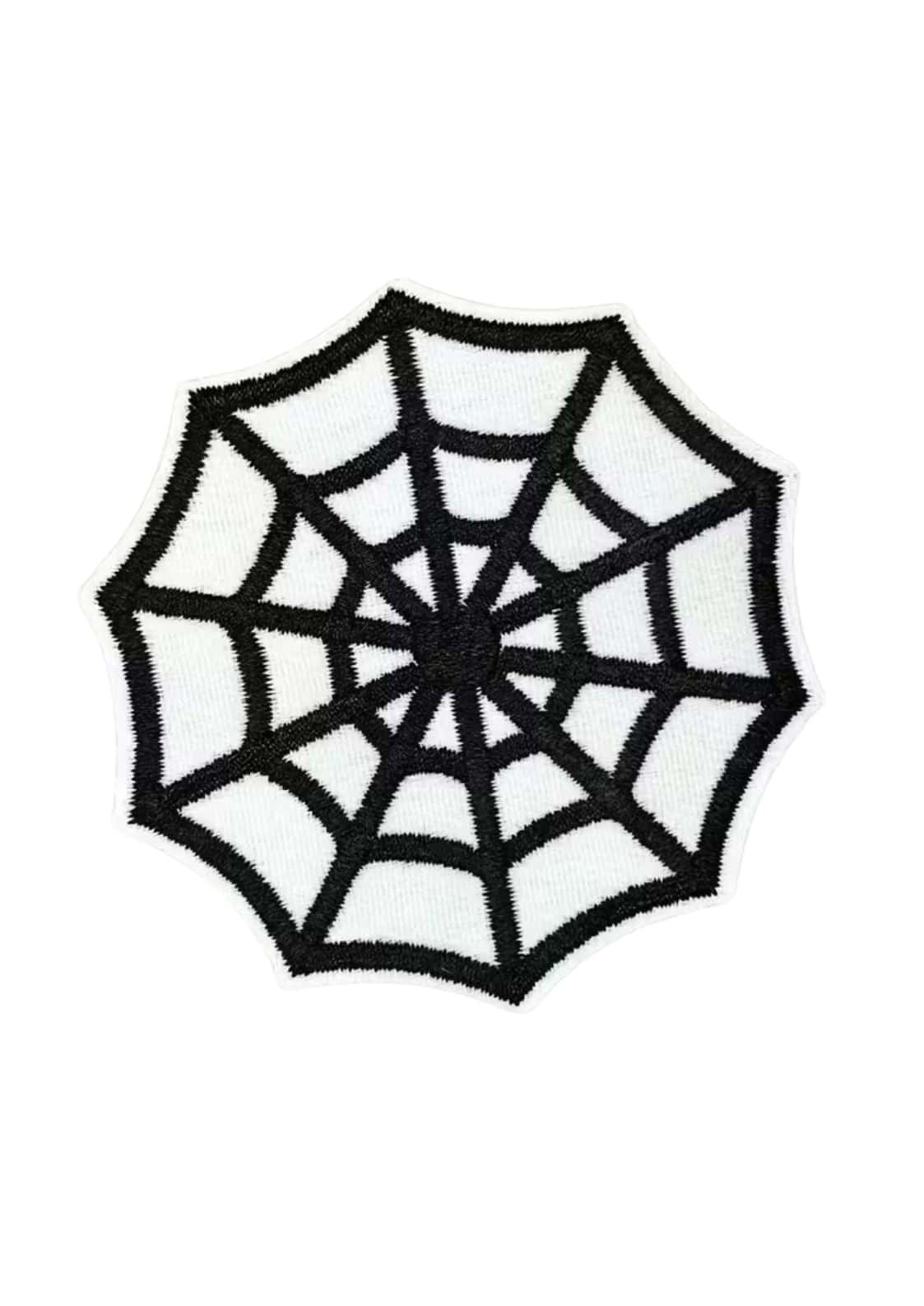 Schwarzes spider web black patch aus stoff mit spinnennetzdesign zur dekoration