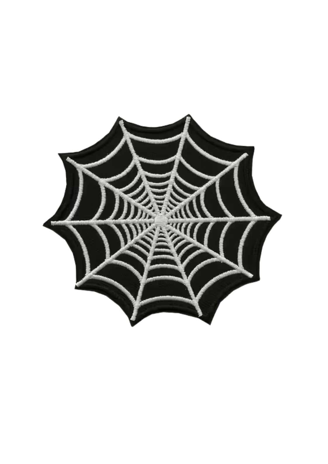 Schwarz-weißer spider web white patch mit detailliertem spider web design aus stoff für kleidung und accessoires