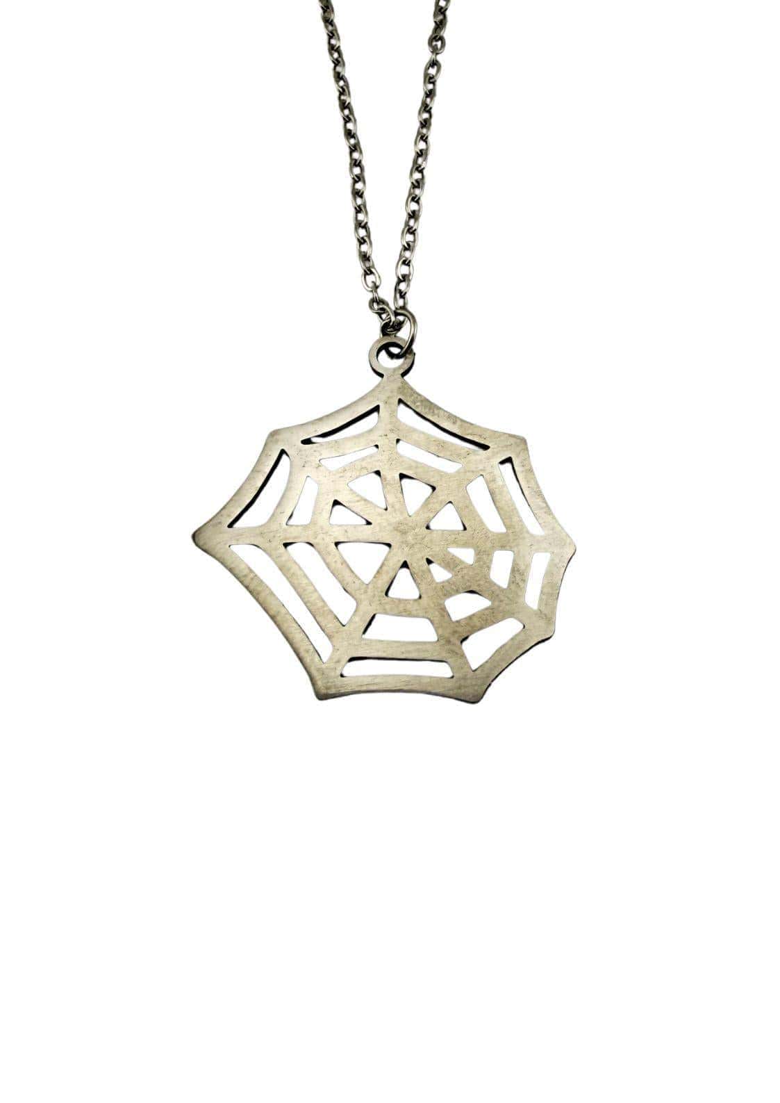 Silberne spiderweb small halskette mit filigranem edelstahl-kettenanhänger, geeignet für jeden tag