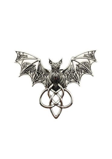 Silberne haarklammer the bat mit komplexem keltischem knotendesign und flügeln für gotischen horror-look