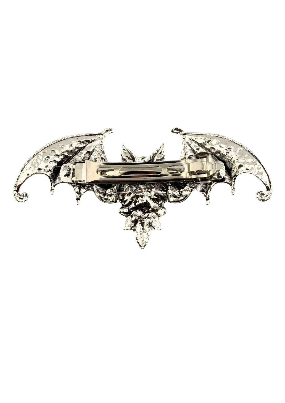 Silberner Gothic Fledermaus Haarklammer The Crawler mit Metall-Details